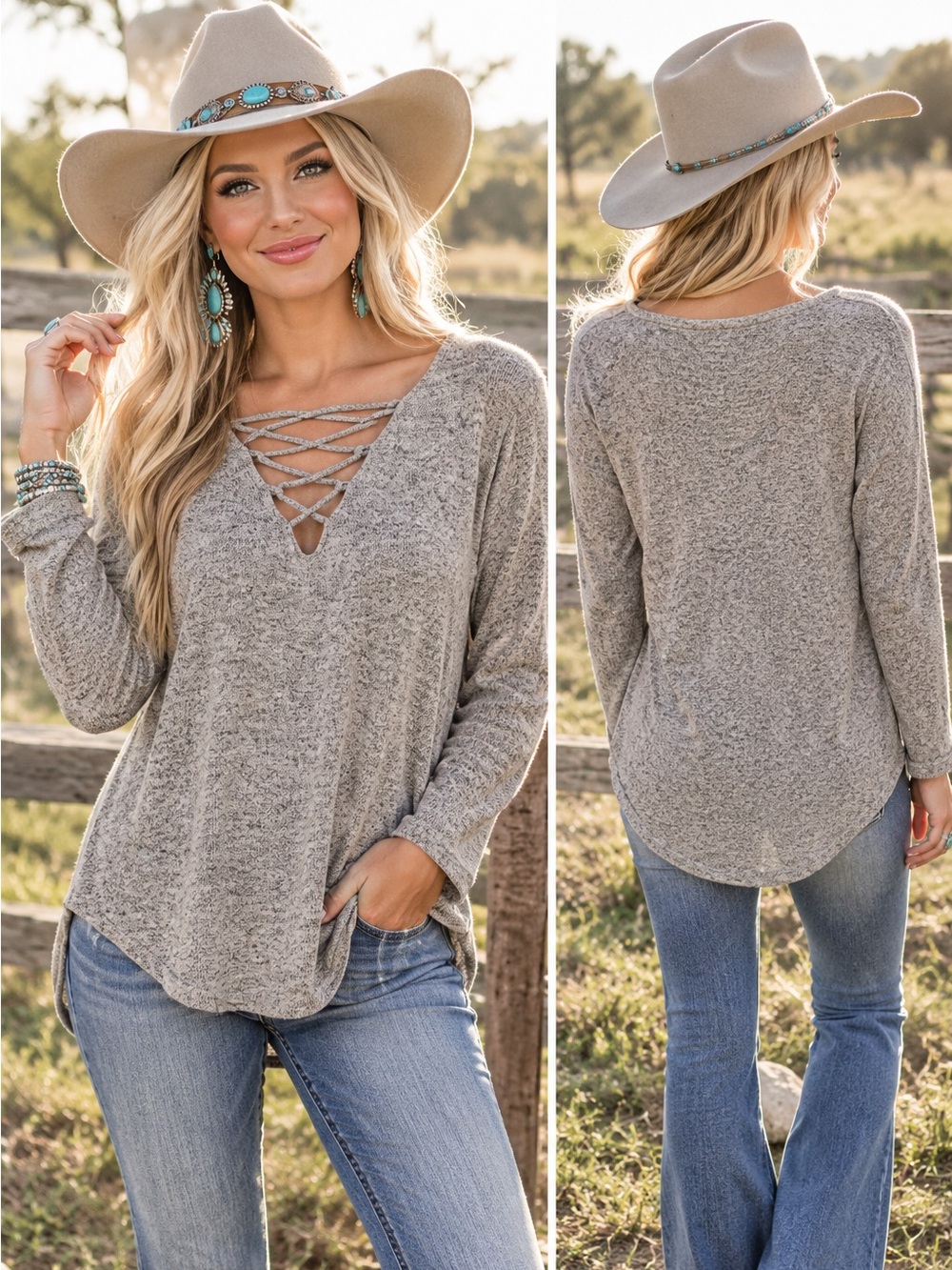 American Eagle Soft & Sexy plush light gray criss cross sweater shirt XS